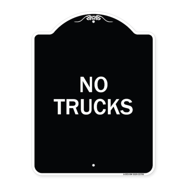Designer Series Truck No Trucks, Black & White Heavy-Gauge Aluminum Sign, 24" x 18", BW-1824-22786
